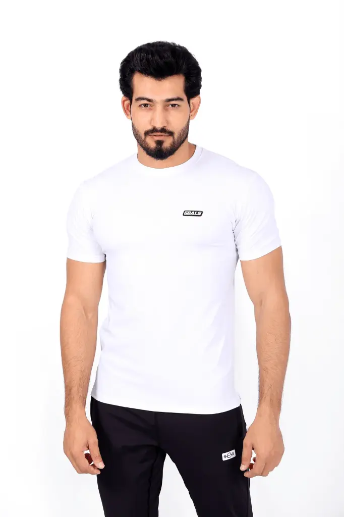 Ribbed Lycra T-Shirt | White
