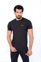 Ribbed Lycra T-Shirt | Black