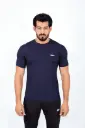 Ribbed Lycra T-Shirt | Navy Blue