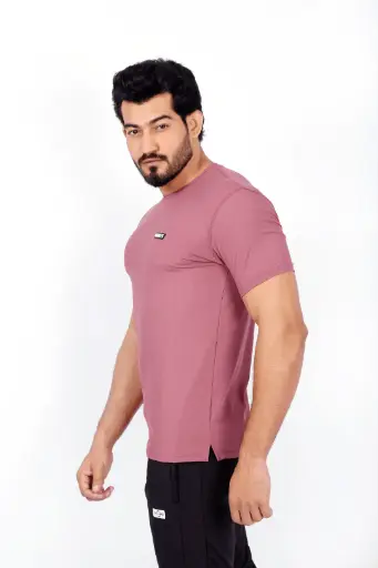 Ribbed Lycra T-Shirt | Pink