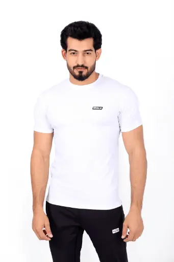Ribbed Lycra T-Shirt | White