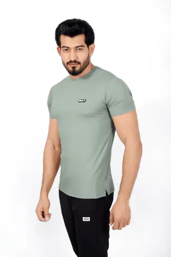 Ribbed Lycra T-Shirt | Green